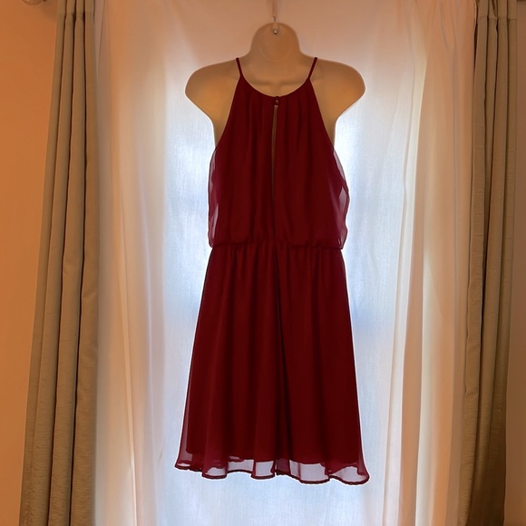 Lush Cranberry Red Cocktail Dress, Size Large - Picture 5 of 9